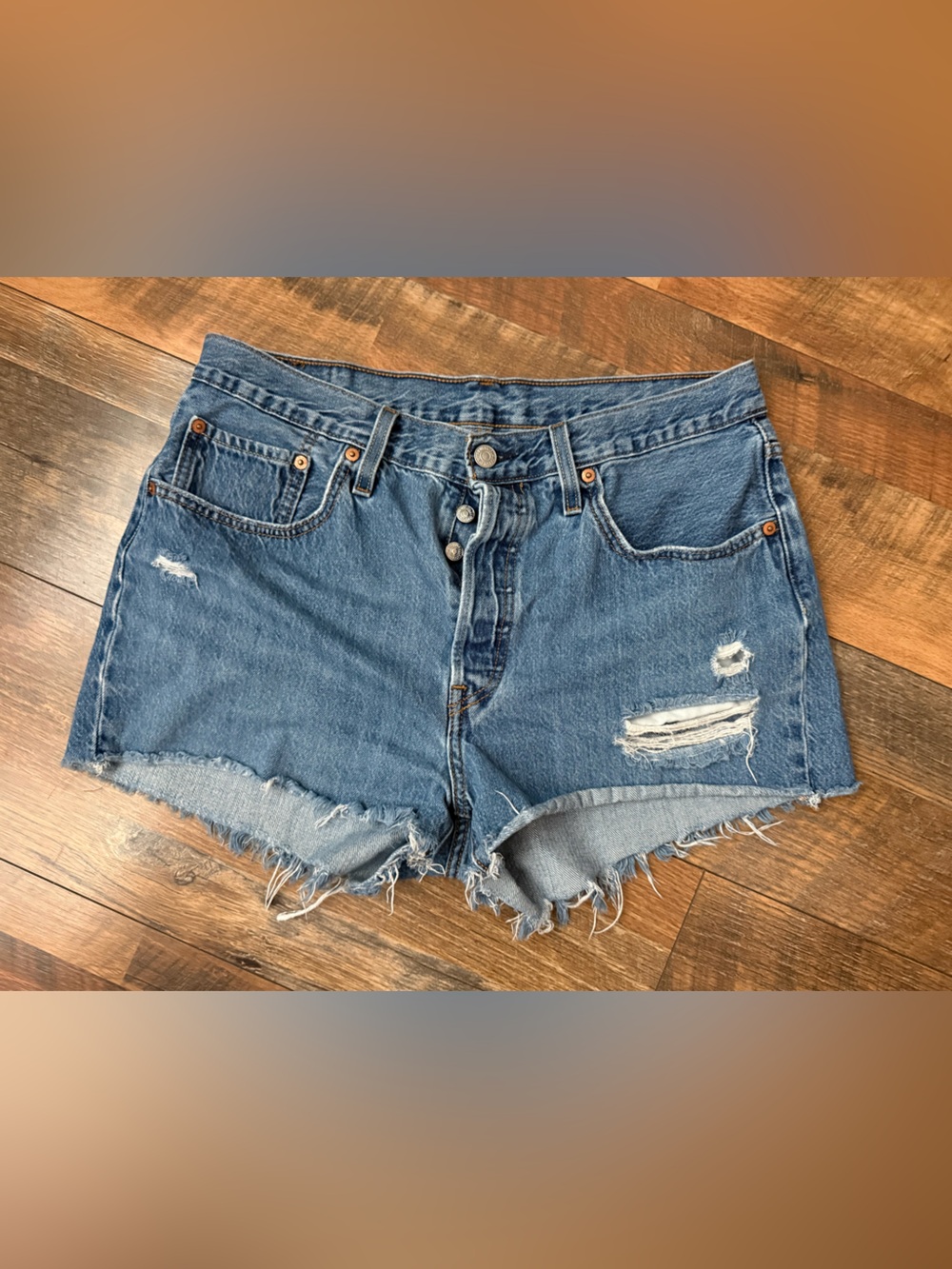Levi's 501 High-Rise Distressed Denim cutoff Shorts